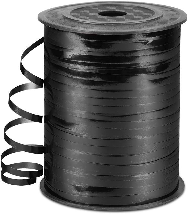 HimBen 500 Yards Curling Ribbon for Gift Wrapping, 3/16" Balloon String for Christmas Valentine Birthday Wedding Party Festival Decoration, Crafts, Flower Bouquet(Metallic Black) - Image 1